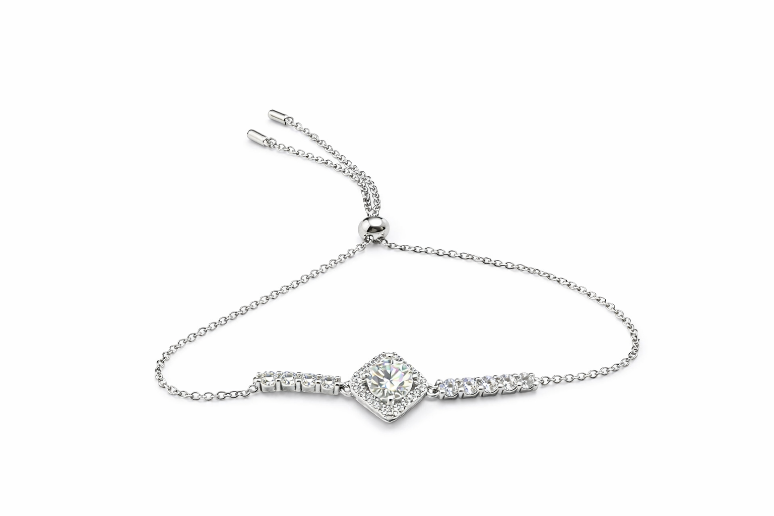 Bransoletka Moissanite 1 ct Srebro 925 Regulowana